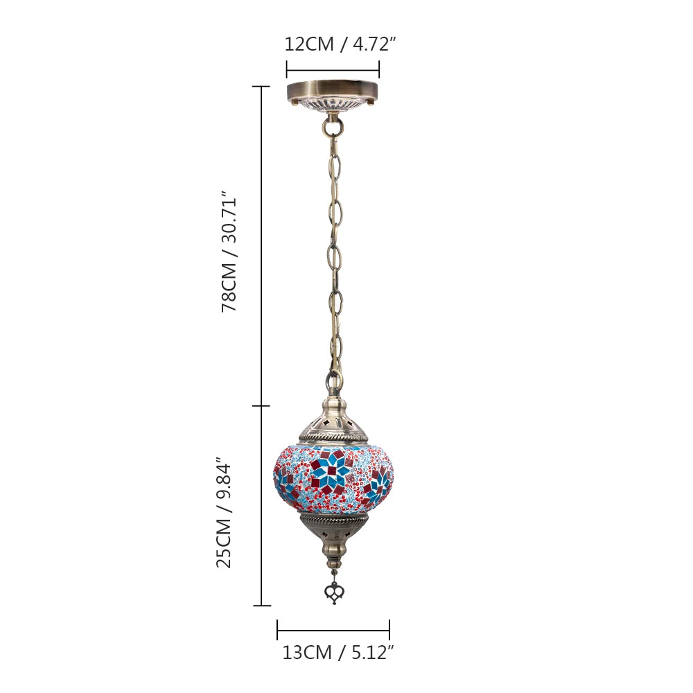 Handmade Turkish mosaic glass pendant light Mediterranean decoration - vue 23 sur 27