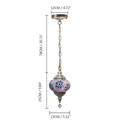 Handmade Turkish mosaic glass pendant light Mediterranean decoration - vue 23 sur 27