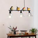 Nordic iron, glass and resin chandelier with decorative bird