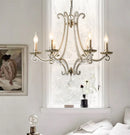 Retro cast metal chandelier for indoor lighting in wrought iron