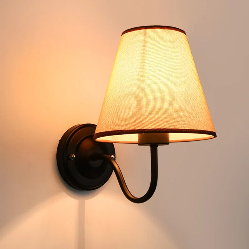 American retro fabric wall light with European LED lampshade