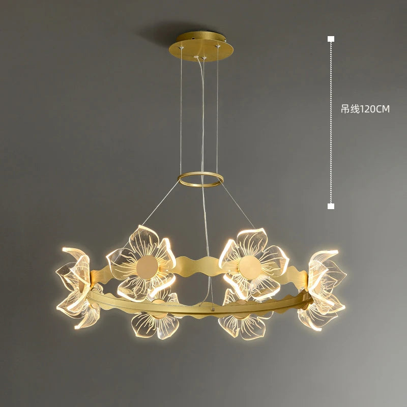 Modern petal-shaped chandelier with LED lighting