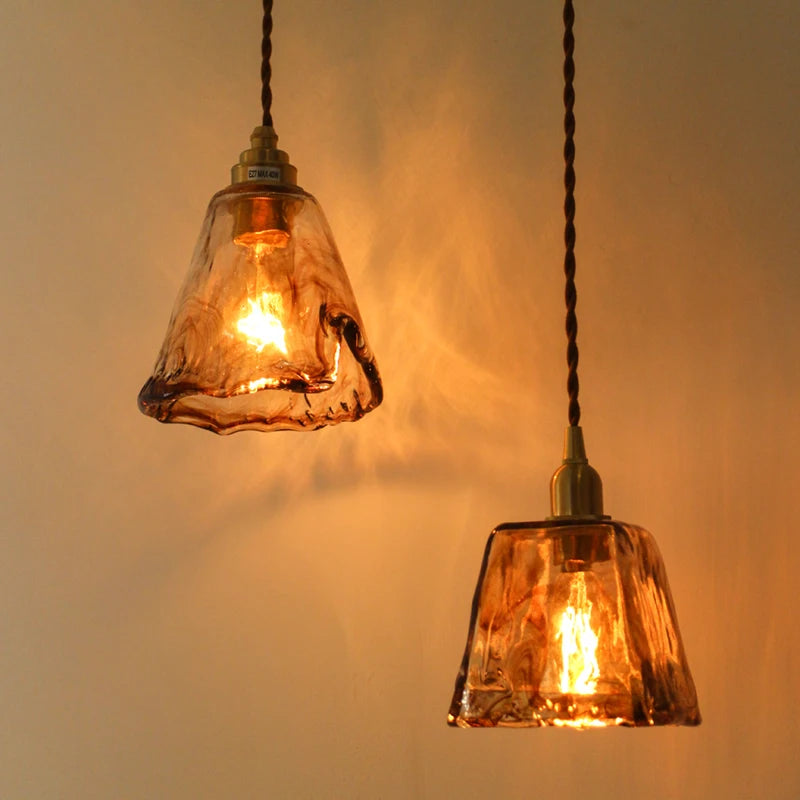 Adjustable vintage Japanese-style LED wood and copper pendant light - vue 4 sur 21