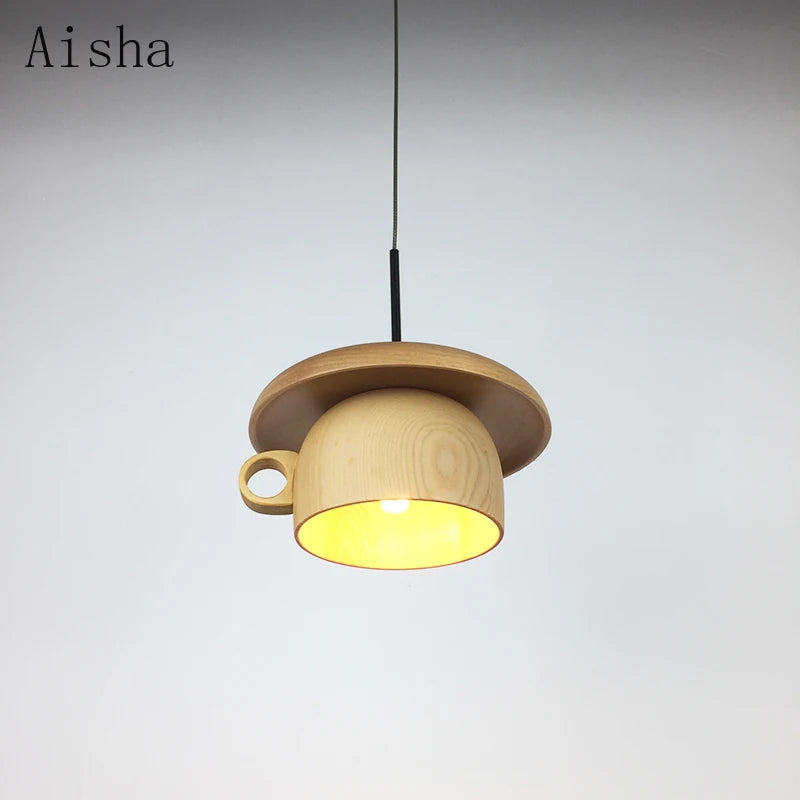 Creative wooden pendant light for café and restaurant nordic decor - vue 3 sur 7