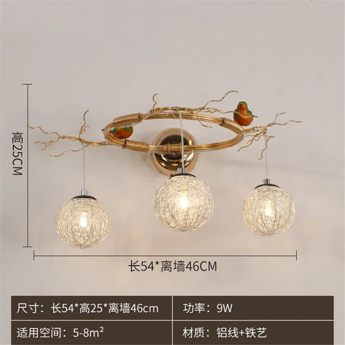 Nordic aluminium bird nest LED wall light romantic - vue 10 sur 11