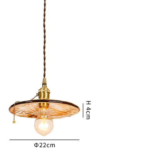 Adjustable vintage Japanese-style LED wood and copper pendant light - vue 13 sur 21
