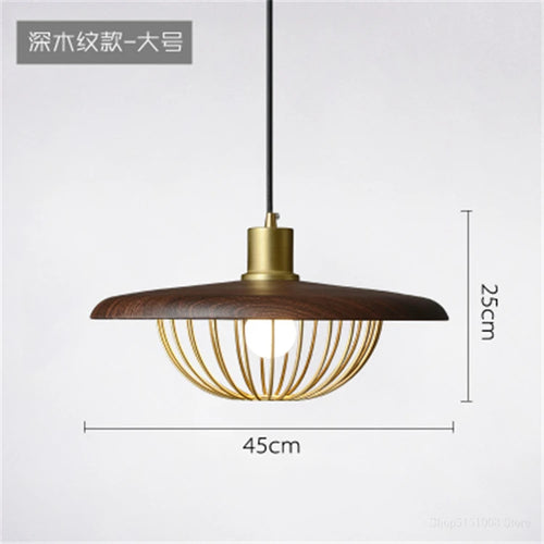 Nordic wood grain hat chandelier - vue 9 sur 12