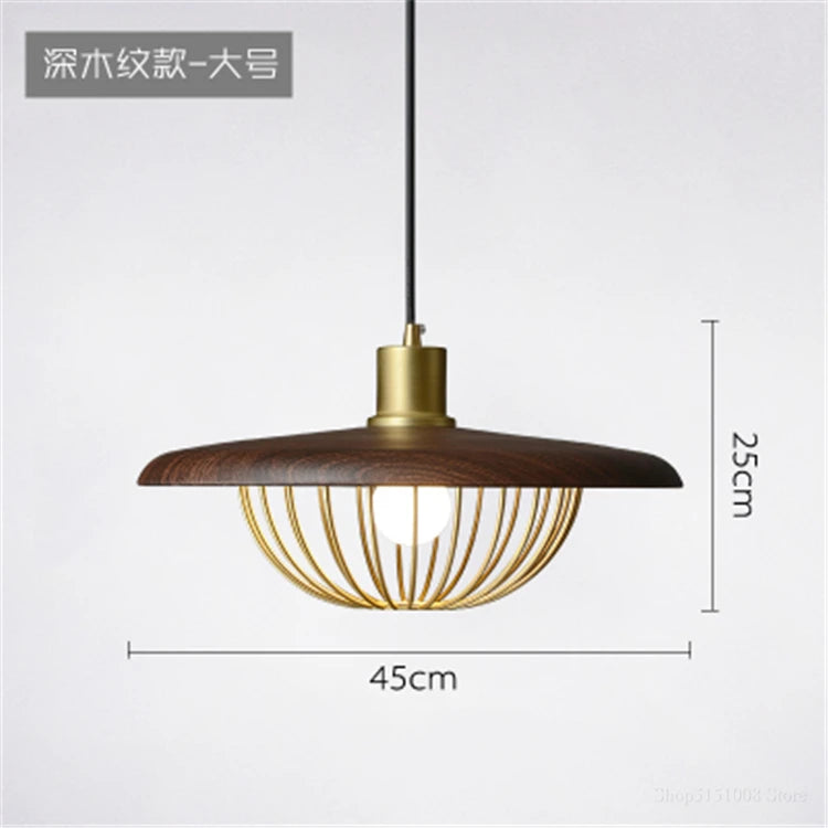 Nordic wood grain hat chandelier - vue 8 sur 12