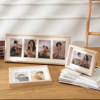 Wooden photo frame for two or three hanging pictures
