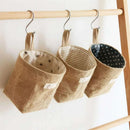 Jute, cotton and linen storage basket with handle