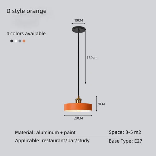 Minimalist modern retro loft pendant light with lampshade for kitchen, dining room, bedroom, restaurant - vue 23 sur 22