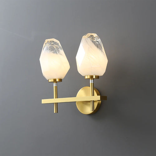 Designer glass and gold copper wall light for interiors - vue 2 sur 8
