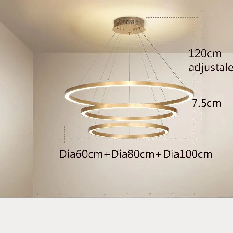 Simple modern nordic style round chandelier for indoor decor
