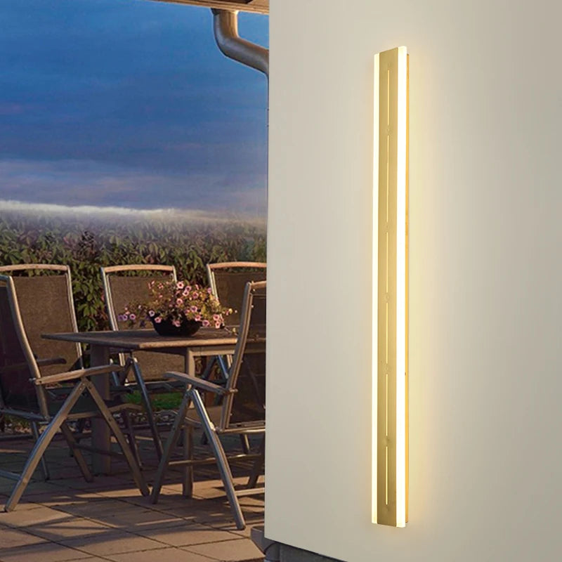 Minimalist long strip outdoor waterproof wall light