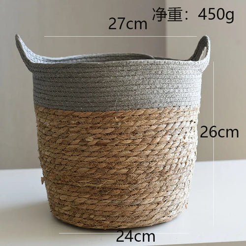 straw storage basket for modern craft decor - vue 12 sur 12