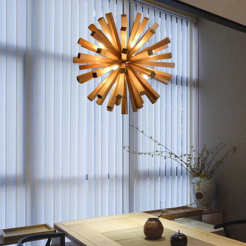 Dandelion wood pendant light for creative and original decor