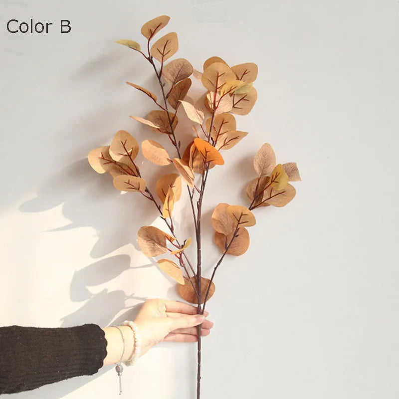 Eucalyptus tree branch with round leaves retro artificial foliage decoration - vue 3 sur 10