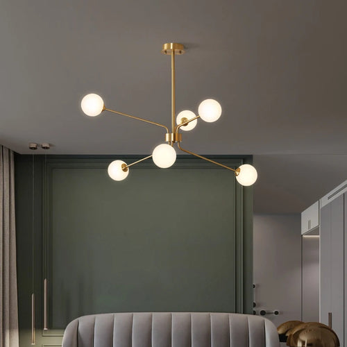 Nordic wrought iron chandelier in modern sputnik style - vue 5 sur 6