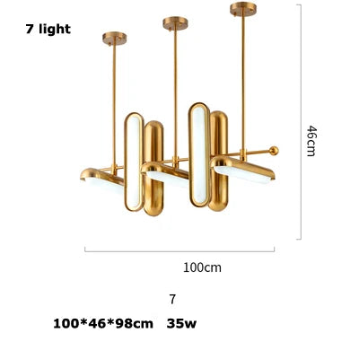 Postmodern gold art deco iron and glass chandelier for dining room - vue 13 sur 12