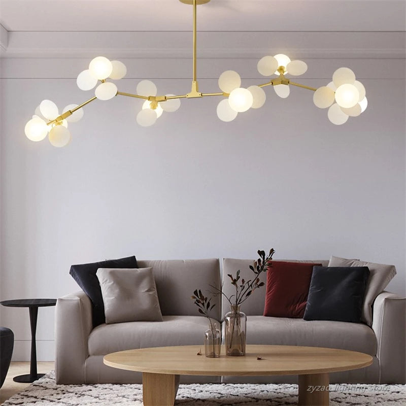 Nordic design LED pendant light with decorative acrylic flowers