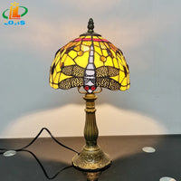 Antique enamelled tiffany table lamp for children with metal base
