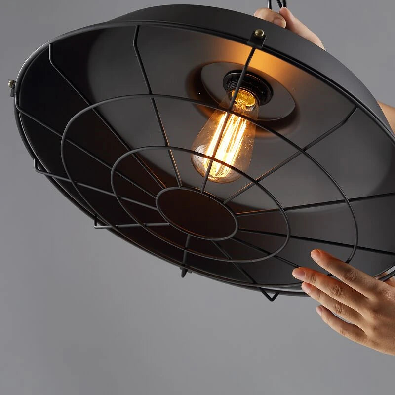 retro loft style iron pendant light for cafe and shops - vue 4 sur 8