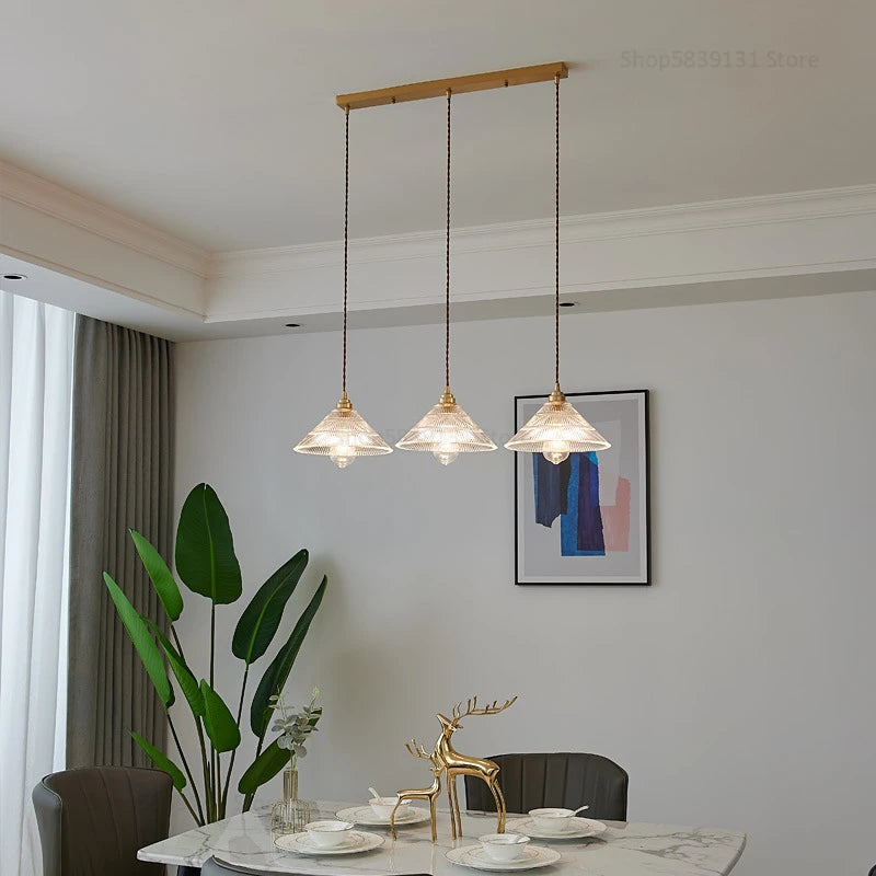 Nordic vintage striped glass pendant light - vue 11 sur 12