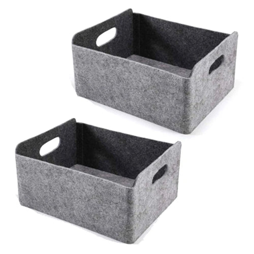 HOT-2Pcs Felt Storage Basket/Bin with Handles, Collapsible & Convenient Storage Solution - vue 2 sur 7