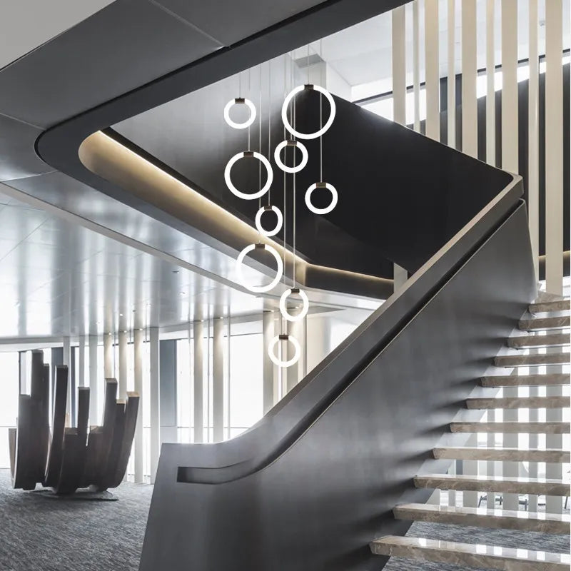 Modern acrylic LED chandelier for luxury decor - vue 3 sur 14