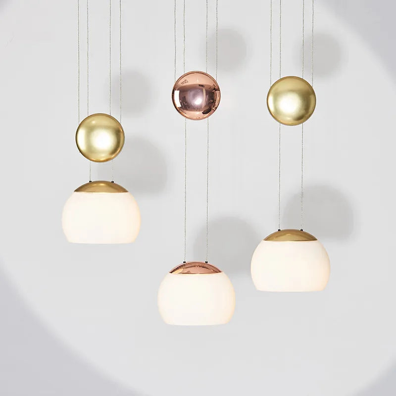 Adjustable designer Nordic glass pendant light loft style - vue 3 sur 8