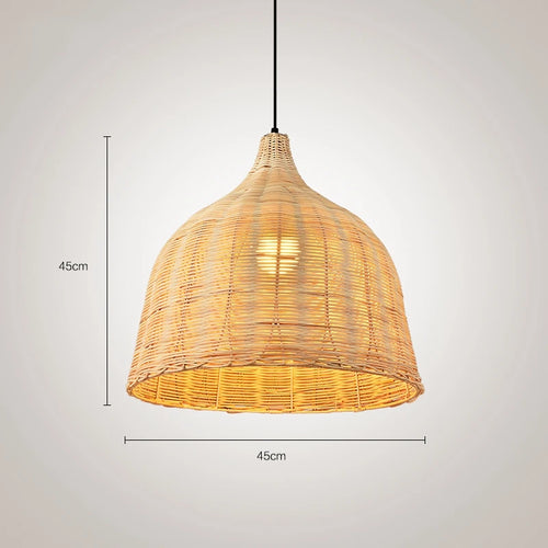 Rattan and bamboo pendant light for interior decor with Asian rustic style - vue 10 sur 16
