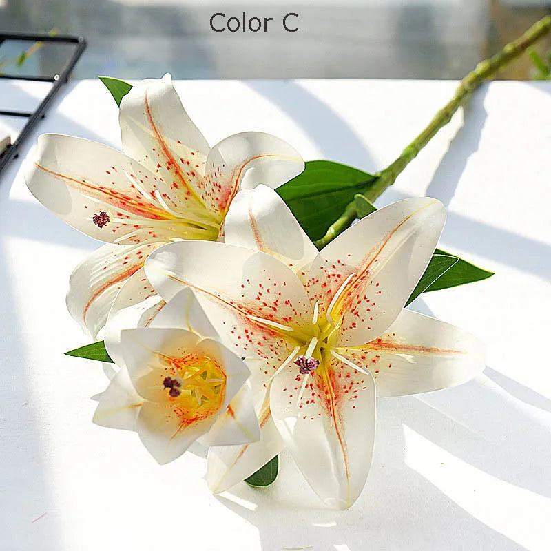 Artificial silk lily flower decoration for weddings, photography and crafts - vue 9 sur 10