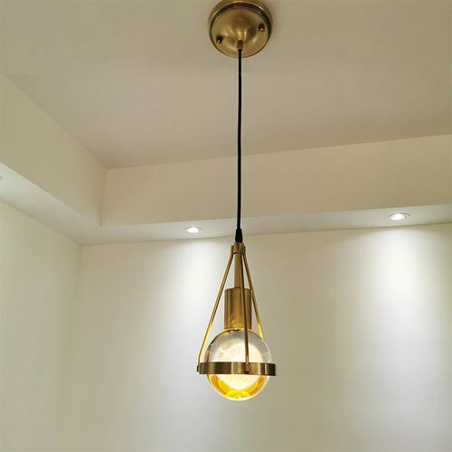 Nordic copper and crystal LED pendant light - vue 7 sur 12