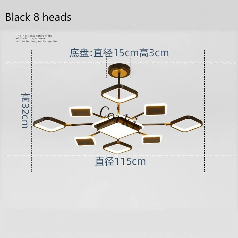 modern square led chandelier with dimmable intensity - vue 11 sur 12