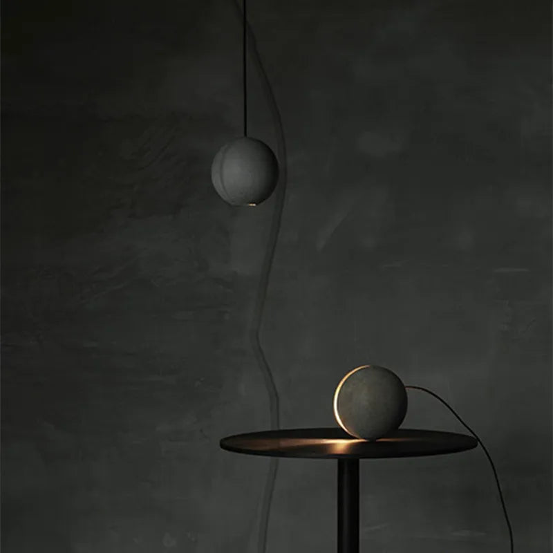 Round concrete pendant lamp for cafe, bar, dining room, kitchen island, industrial vintage ball