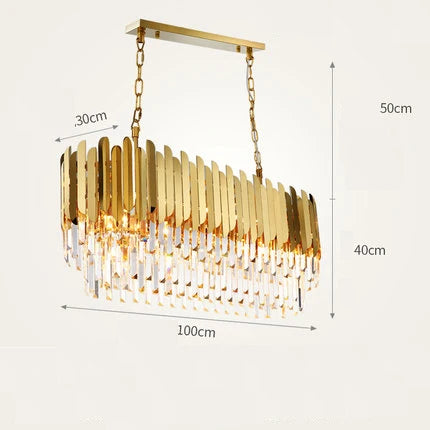 Art deco crystal chandelier in stainless steel with LED lighting