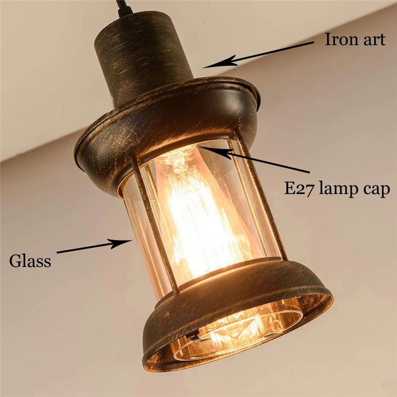 American vintage glass pendant light for café and restaurant - vue 8 sur 8