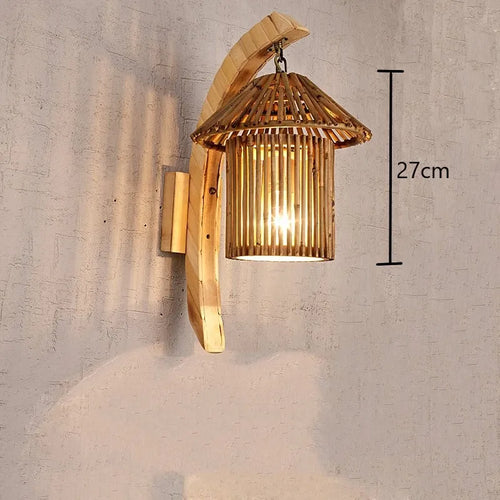 Retro woven bamboo wall light japanese style