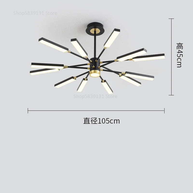 Modern Nordic iron art chandelier with LED lighting - vue 9 sur 9