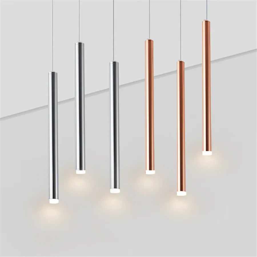 Cylinder long tube LED pendant light for bar, counter island, dining room, restaurant