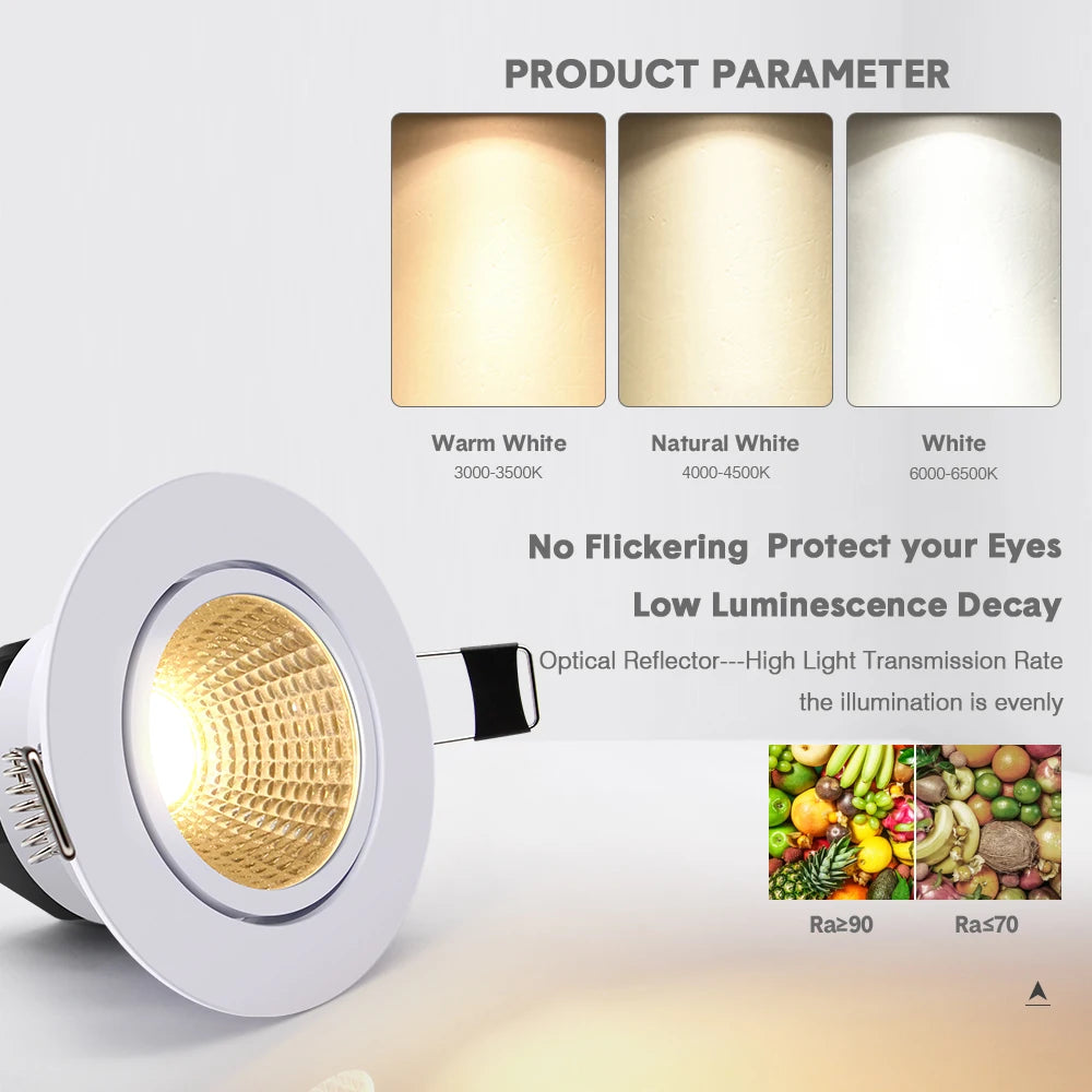 Super bright recessed LED dimmable downlight COB - vue 5 sur 6