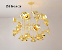 Modern gold horn pendant light for musical lighting