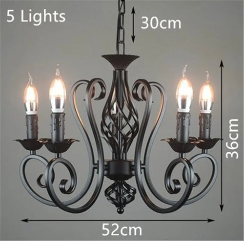 Retro industrial wrought iron chandelier vintage suspended - vue 6 sur 6