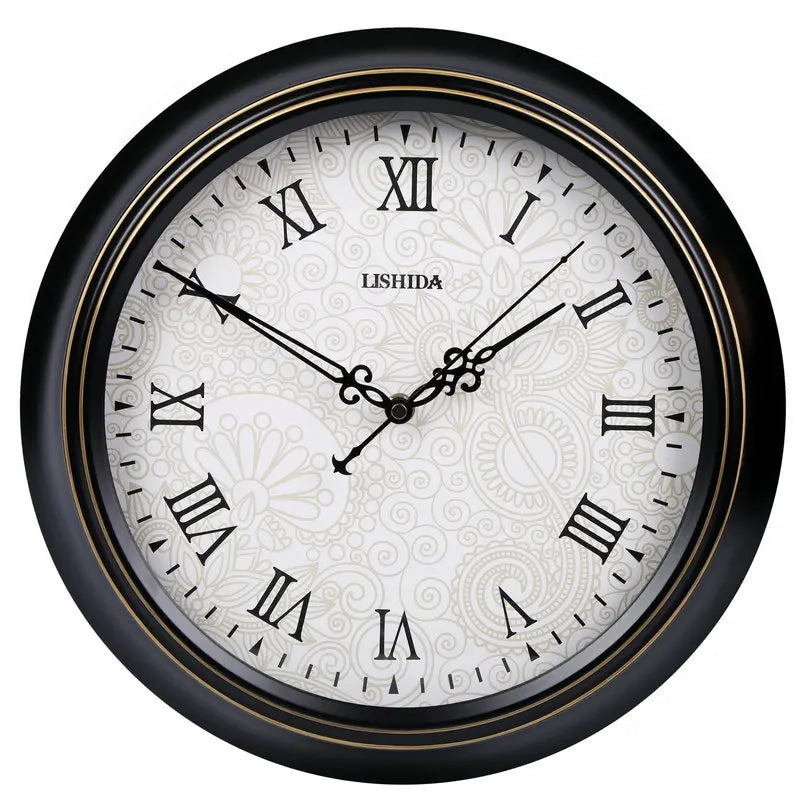 retro silent wall clock shabby chic style home decor - vue 14 sur 24