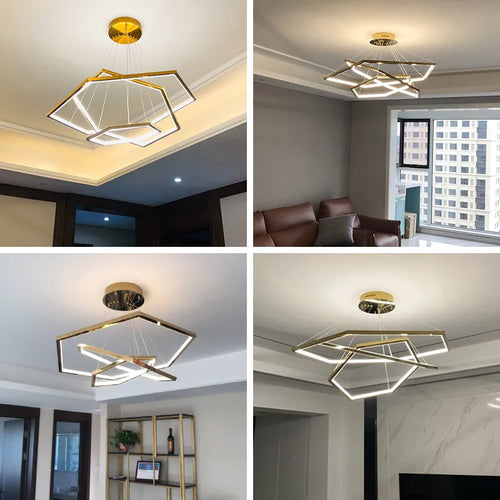 Modern LED chandelier in stainless steel for creative interiors - vue 6 sur 8