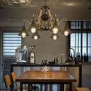Industrial style ironwork and hemp rope chandelier
