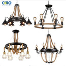 Vintage hemp rope chandelier with iron lampshade for bars and cafés