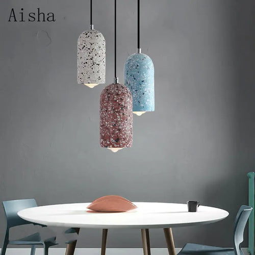 Nordic retro modern cement pendant light for interior decoration - vue 4 sur 9