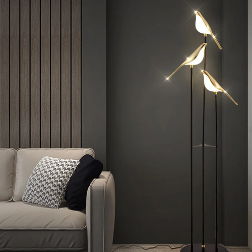 Nomi LED floor lamp postmodern bird golden electroplated luxury reading light - vue 6 sur 16