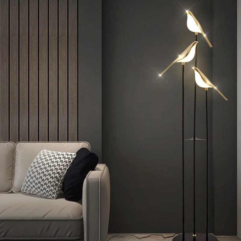 Nomi LED floor lamp postmodern bird golden electroplated luxury reading light - vue 5 sur 16